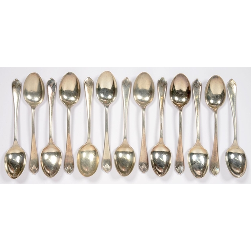 163 - THIRTEEN SILVER TEASPOONS, GEORGE V AND LATER, 5OZS 8DWTS