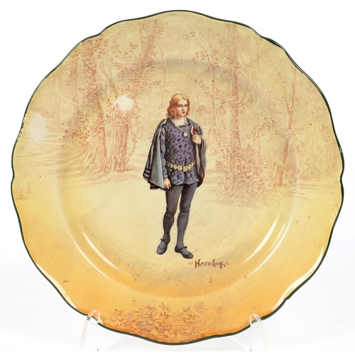 166 - A ROYAL DOULTON SHAKESPEARE SERIES WARE PLATE, 21.5CM DIAM, PRINTED MARK