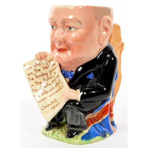 176 - A WORLD WAR II STAFFORDSHIRE WINSTON CHURCHILL TOBY JUG, 20CM H, IMPRESSED AND PRINTED MARKS