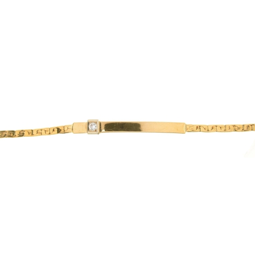 62 - A DIAMOND SET GOLD BRACELET, 20 CM L, MARKED 375, 7.2G