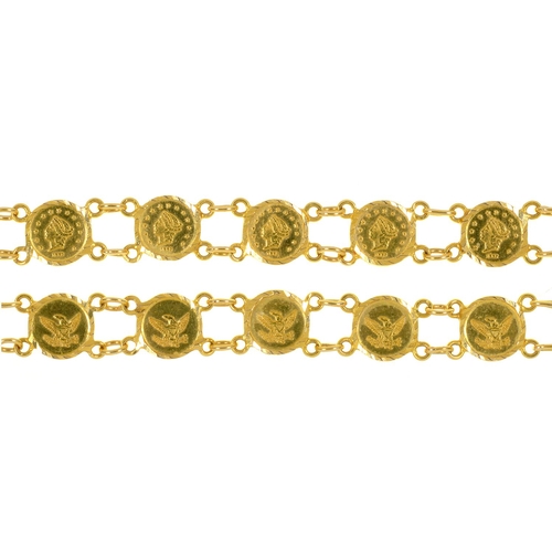 85 - A GOLD BRACELET, 16.5 CM L, MARKED 916, 7G