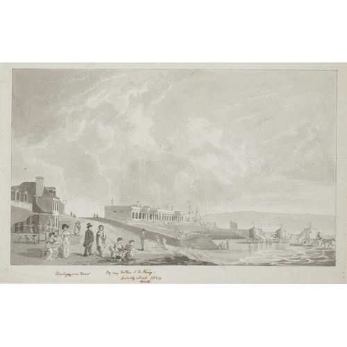 502 - CAPTAIN JOHN DUNCAN KING (1789-1863), SCENE AT BOULOGNE, WATERCOLOUR, INSCRIBED OUTSIDE THE FRAME LI... 