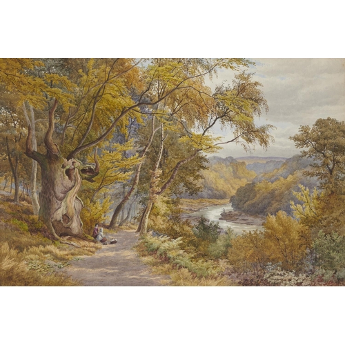 507 - WILLIAM WILDE (1826-1901), A WOODLAND WALK, SIGNED AND DATED '79, WATERCOLOUR, 50 X 76CM