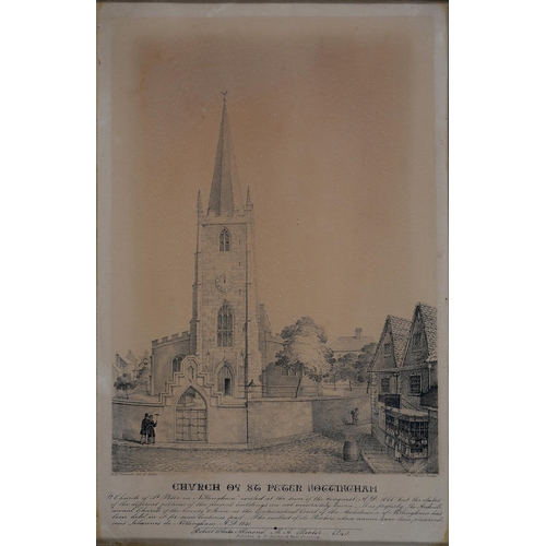 515 - G. H. THOMPSON, CHURCH OF ST PETER NOTTINGHAM, ENGRAVING, PRINTED BY W. TAYLOR, DATED 1845, IN CONTE... 