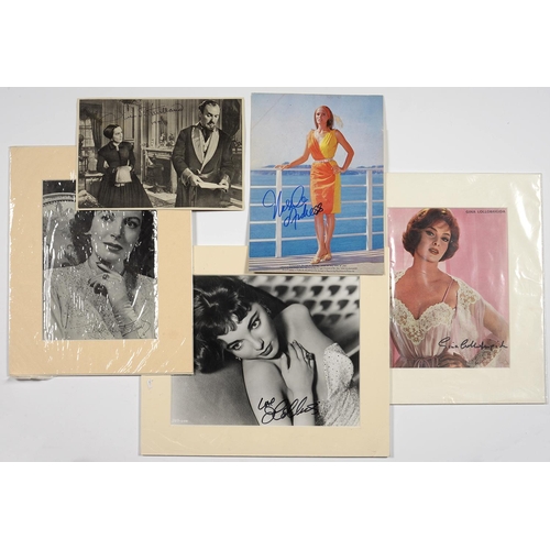 434 - CINEMA. SIGNED PHOTOGRAPHS AND PRINTS BY OLIVIA DE HAVILAND (1971), URSULA ANDRESS, GINA LOLLOBAGIDA... 