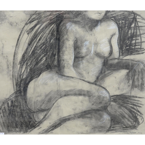 534 - OLIVIA PALMER (20TH/21ST CENTURY), FEMALE NUDE, SIGNED AND DATED 2004, BLACK AND WHITE CHALK, 57.5 X... 