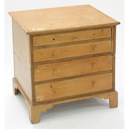 610 - A PINE COMMODE ON BRACKET FEET, EARLY 20TH C, 65CM H; 63 X 51CM