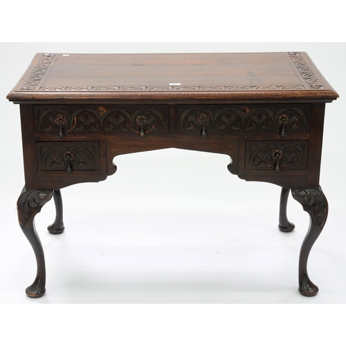 617 - A VICTORIAN CARVED OAK DRESSING TABLE, 76CM H; 107 X 61CM