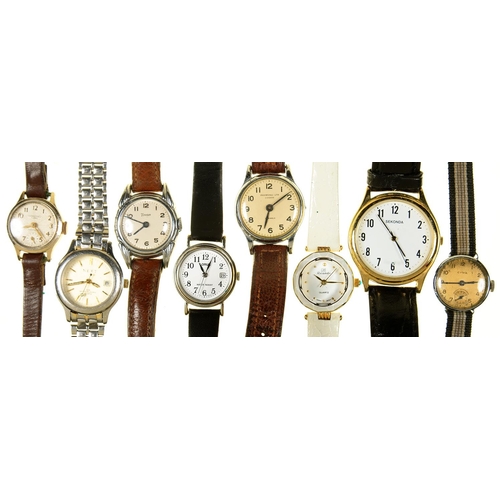 76 - EIGHT CYMA, TIMOR, INGERSOLL AND OTHER WRISTWATCHES AND A ROLEX TUDOR WRISTWATCH BOX