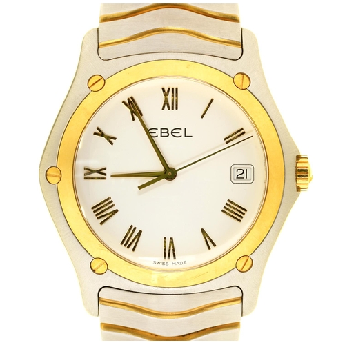 78 - AN EBEL BIMETAL QUARTZ GENTLEMAN'S WRISTWATCH, REF E1187F 41, No 58603890, MAKER'S BRACELET AND DEPL... 