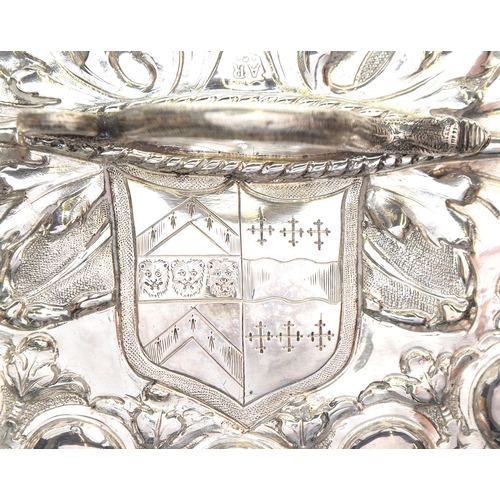 112 - A CHARLES II  SILVER SUGAR BOX   of crisply chased oval shape with lobed sides, the low domed cover ... 