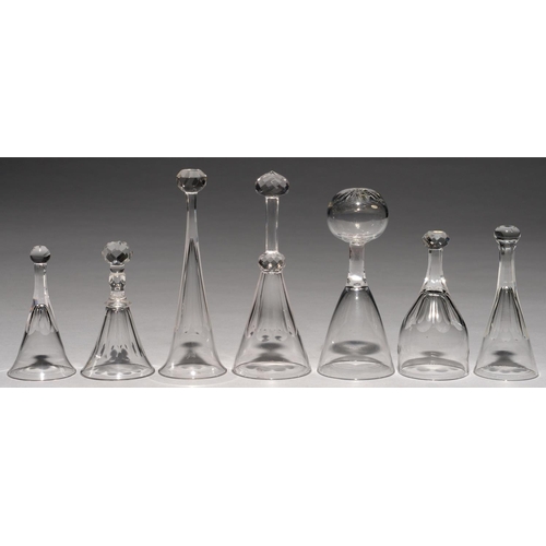 279 - SEVEN ENGLISH CUT OR FACETED GLASS STIRRUP CUPS, 19TH C 11.5-18.5cm hProvenance: (Five) Michael Park... 