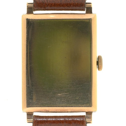 62 - AN ART DECO  J W BENSON LTD 9CT GOLD GENTLEMAN'S WRISTWATCH  Swiss movement, Birmingham 1946, 23 X 3... 