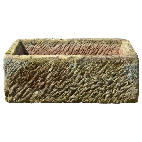 658 - A SANDSTONE TROUGH, 19TH C  drain hole at one end, 33cm h; 50 x 91cm