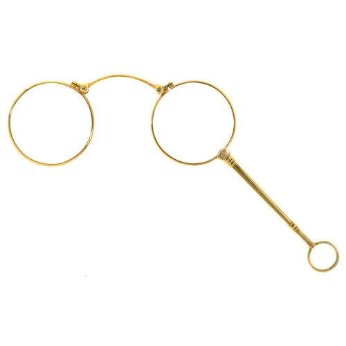 74 - A 9CT GOLD LORGNETTE, C1900 11.5cm l, import marked, EB incuse, London 1927, 23g