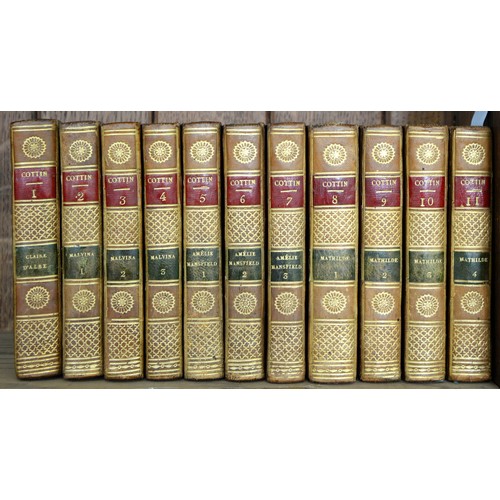 670 - [BINDINGS] COTTIN MADAME  OEUVRES Paris, Ledentu, 1820, 11 volumes, 12mo, half-title and engraved f/... 