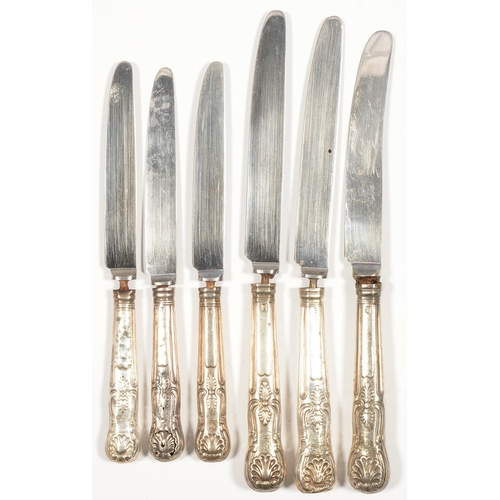 201 - MISCELLANEOUS 19TH C ENGLISH SILVER HAFTED TABLE KNIVES