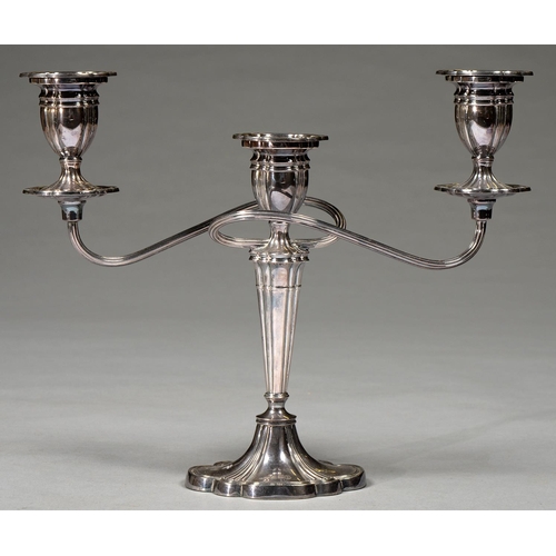 209A - AN ELIZABETH II NEO-CLASSICAL STYLE SILVER CANDELABRUM, NOZZLES, 25CM H, BY A. EDWARD JONES, BIRMING... 