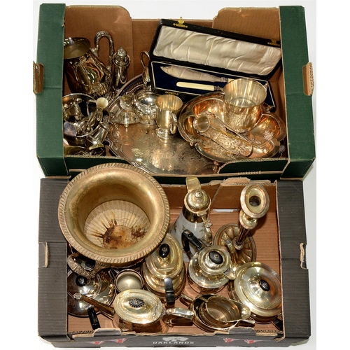 211 - MISCELLANEOUS PLATED WARE, VICTORIAN AND LATER, TO INCLUDE TEA AND COFFEE SERVICES, EPNS MOUNTED ENA... 