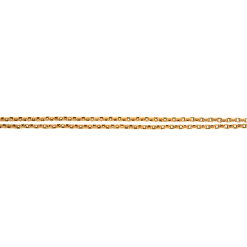 64 - A GOLD GUARD CHAIN, 55CM L, MARKED 9C, 11.3G