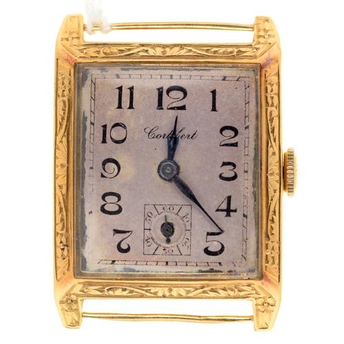 66 - A CORTEBERT 18CT GOLD RECTANGULAR WRISTWATCH, 24MM X 32MM, SWISS CONTROL MARKS