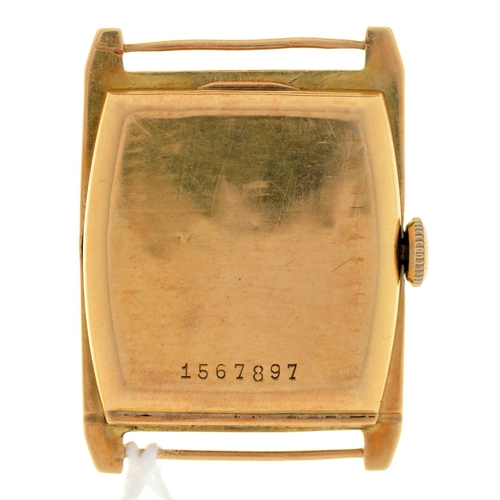 66 - A CORTEBERT 18CT GOLD RECTANGULAR WRISTWATCH, 24MM X 32MM, SWISS CONTROL MARKS