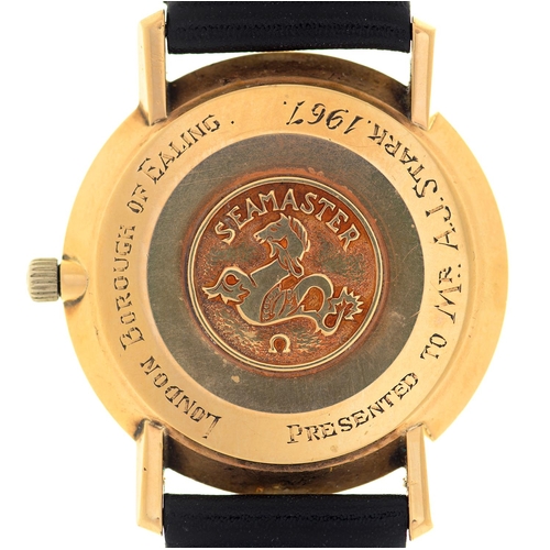 67 - AN OMEGA 9CT GOLD WRISTWATCH. SEAMASTER DE VILLE, 33MM DIAM