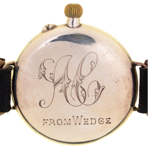 70 - A SWISS SILVER WRISTWATCH WITH MILLED BEZEL, THE ENAMELLED DIAL WITH LUMINESCENT CHAPTERS, FIFTEEN J... 