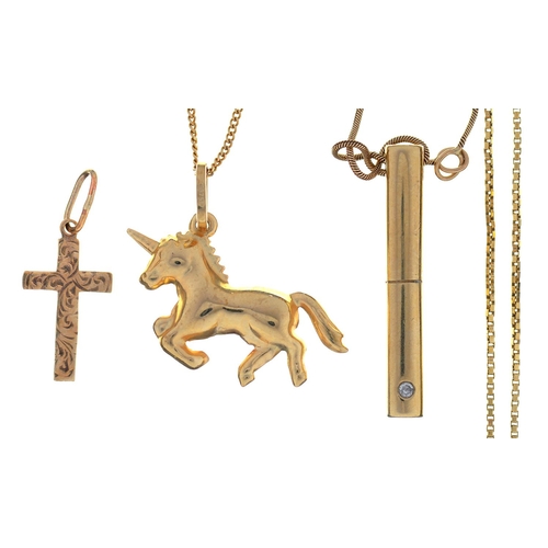 71 - MISCELLANEOUS GOLD PENDANTS AND CHAIN, 10.2G