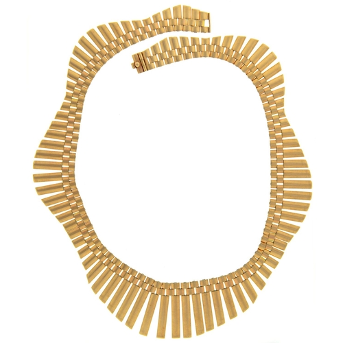 78 - A 9CT GOLD WAVY FRINGE NECKLACE, 43CM L, BIRMINGHAM 1962, 55.6G