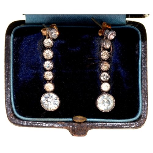 91 - A PAIR OF PASTE EARRINGS, 19TH C, FULLY ARTICULATED, 27MM DROP