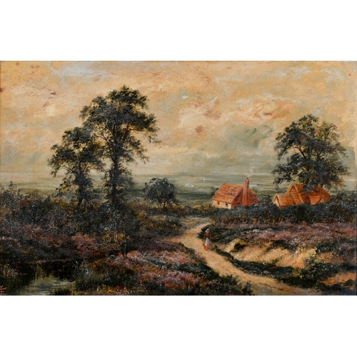 672 - EDGAR LONGSTAFFE (1852-1933) - FIGURE ON A PATH ACROSS A HEATH; MOUNTAINOUS LANDSCAPE, TWO, BOTH SIG... 