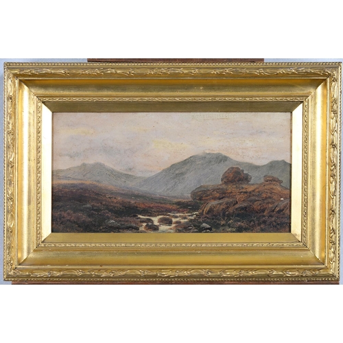 672 - EDGAR LONGSTAFFE (1852-1933) - FIGURE ON A PATH ACROSS A HEATH; MOUNTAINOUS LANDSCAPE, TWO, BOTH SIG... 