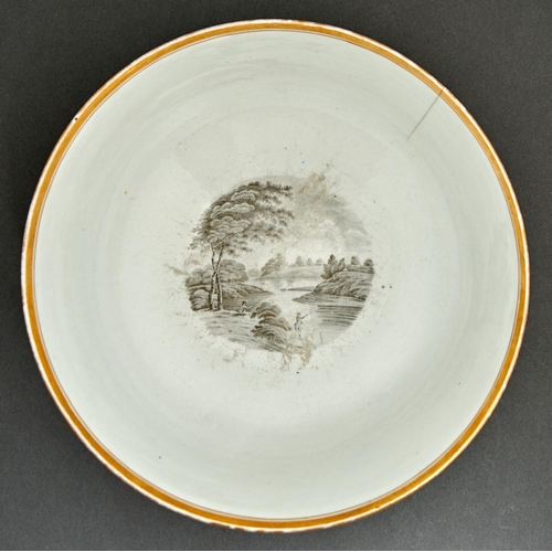 918 - A Chamberlain Worcester punch bowl, c1805, with five landscape bat prints between gilt borders, 29.5... 