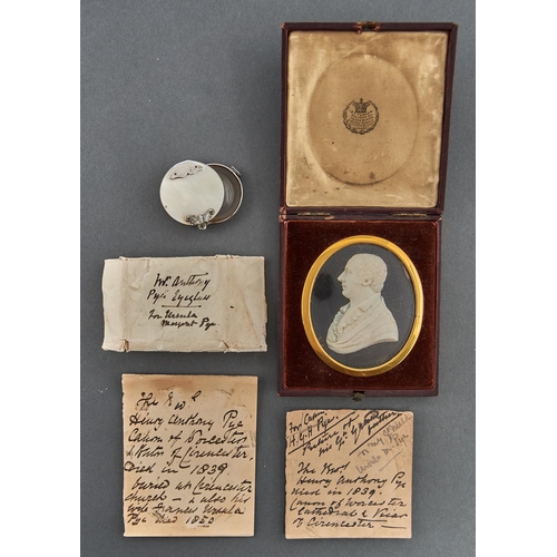 983 - An English ivory bas relief mourning portrait miniature of the Rev'd. Henry Anthony Pye, MA, c1840, ... 