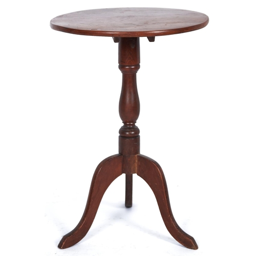 1469 - A light wood round topped tripod table, late 19th / early 20th c, baluster column and three out swep... 