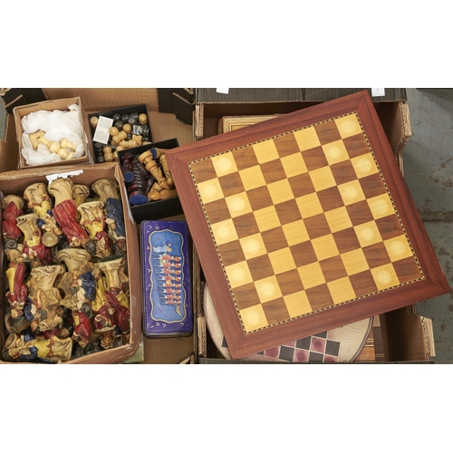 1163 - Chess. A reproduction resin set of the Monkey Band chessmen, alabaster, metal and various other sets... 