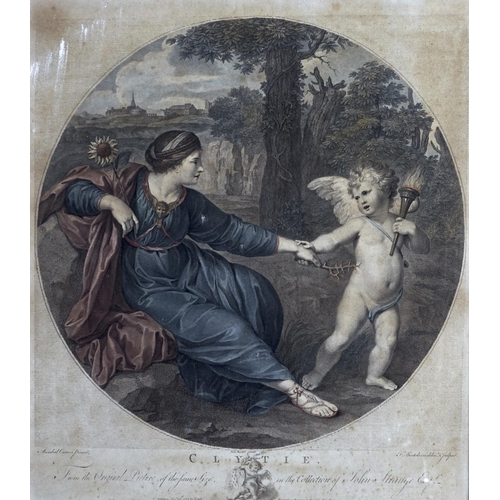 1263 - Franceso Bartolozzi, RA (1727-1815) after Annibale Carracci – Clytie, hand coloured engraving, mount... 