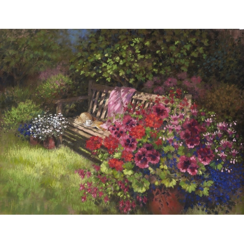 1286 - Maureen Jordan (1941 - ) - A Summer Pot by the Seat, signed, pastel, 48 x 64cm