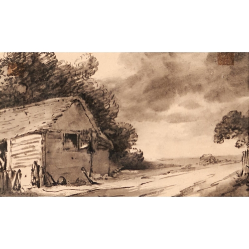 1323 - Dr Thomas Monro (1759-1833) - A Barn, ink and wash, 13 x 23cm