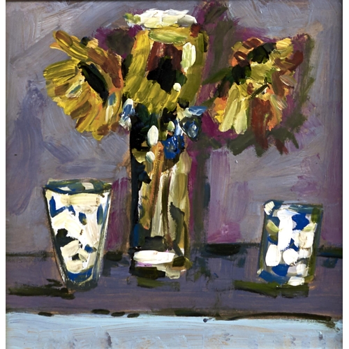 1382 - 20th c School - Flowers in a Vase; Four Vases of Flowers, two, one indistinctly signed, oil on board... 