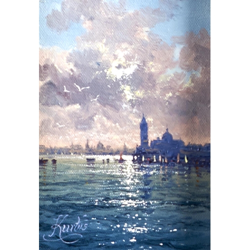 1389 - Andrew Grant Kurtis (20th / 21st c) - The Lagoon Venice Morning; Evening, a pair, both signed, oil o... 