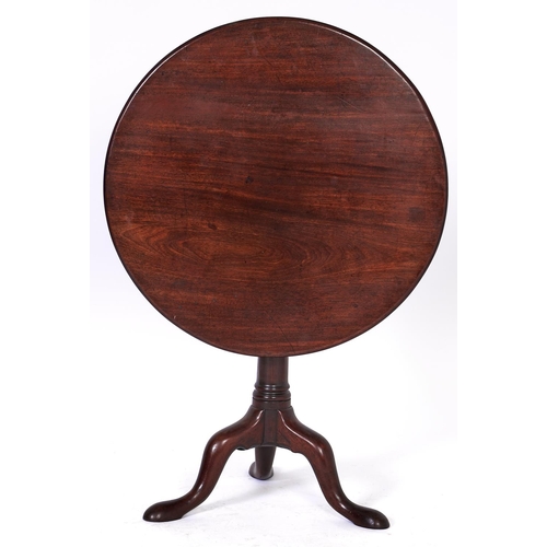 1506 - A George III mahogany tripod table, the tilt top with birdcage action, 75cm diam