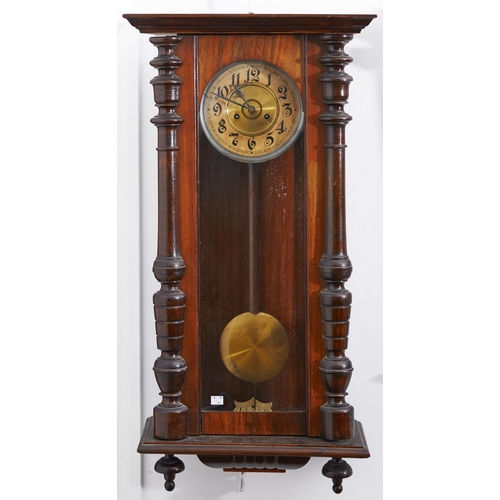 1586 - A walnut Vienna wall clock, c1910, pendulum, 91cm h