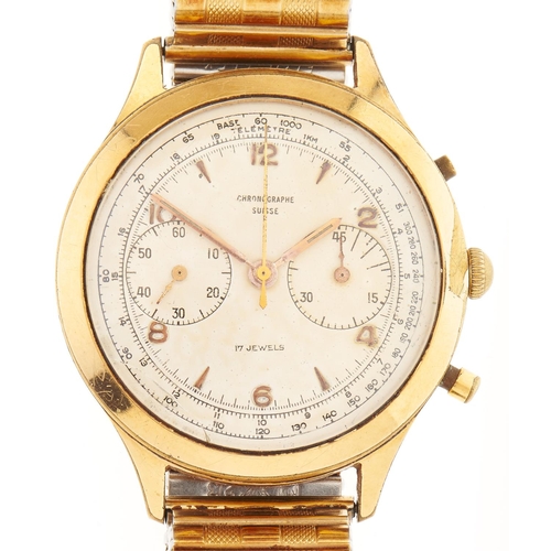 292 - A Swiss gold plated gentleman's chronographe wristwatch, with expanding gold plated bracelet... 