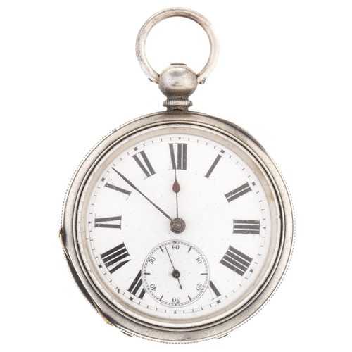 298 - A Swiss silver lever watch, late 19th c, in engine turned case