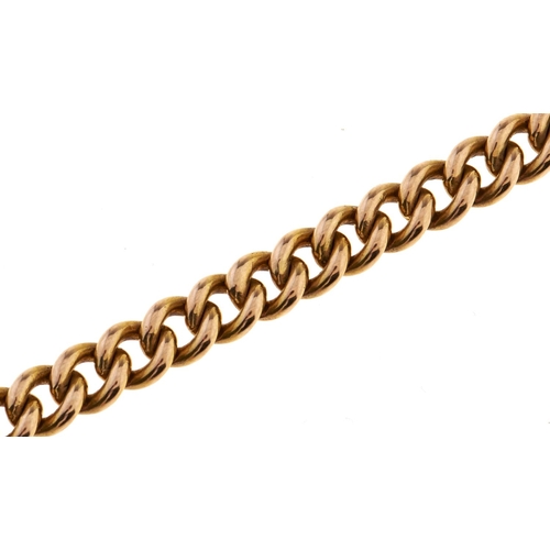 538 - A 15ct gold curb chain, early 20th c, 18.5cm l, links individually marked, 26.2g