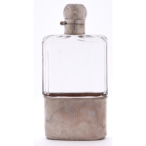 740 - A Victorian EPNS mounted glass hip flask, c1910, with detachable beaker