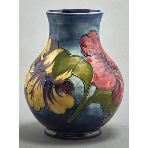 759 - A Moorcroft Hibiscus vase, 1982, 24cm h, impressed and green printed marks and date, painted initial... 