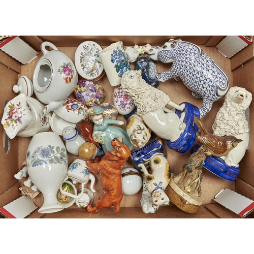 773 - Miscellaneous miniature and other ornamental ceramics, to include a Royal Doulton cocker spaniel and... 